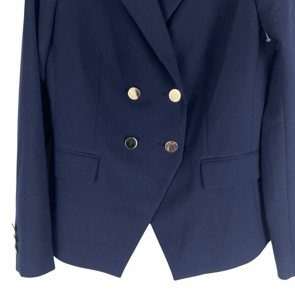 Ann Taylor LOFT Double Breasted Gold Button Blazer Jacket Navy Size 2 - Picture 4 of 8